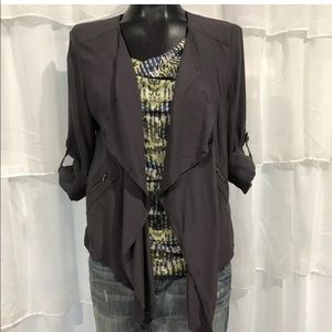 Anthropologie elevenses gray open front jacket top